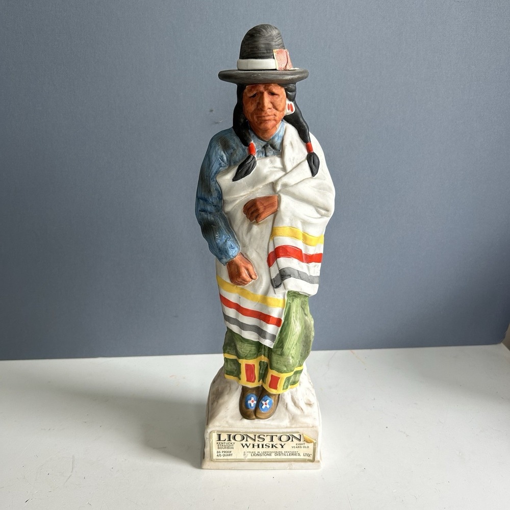 Whiskey Decanter 1969 Lionstone "Proud Indian" Empty VTG Barware Western Cowboy